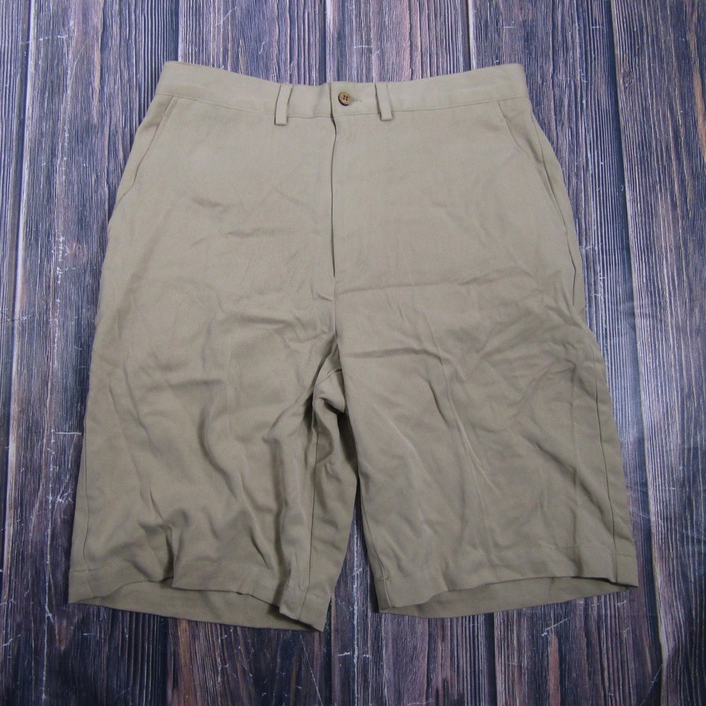 Pusser's Island Reserve Mens 33 Beige Silk Chino Shorts Casual Summer Pockets
